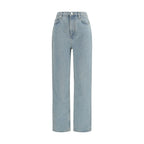 Blue Cotton Straight-Leg Jeans
