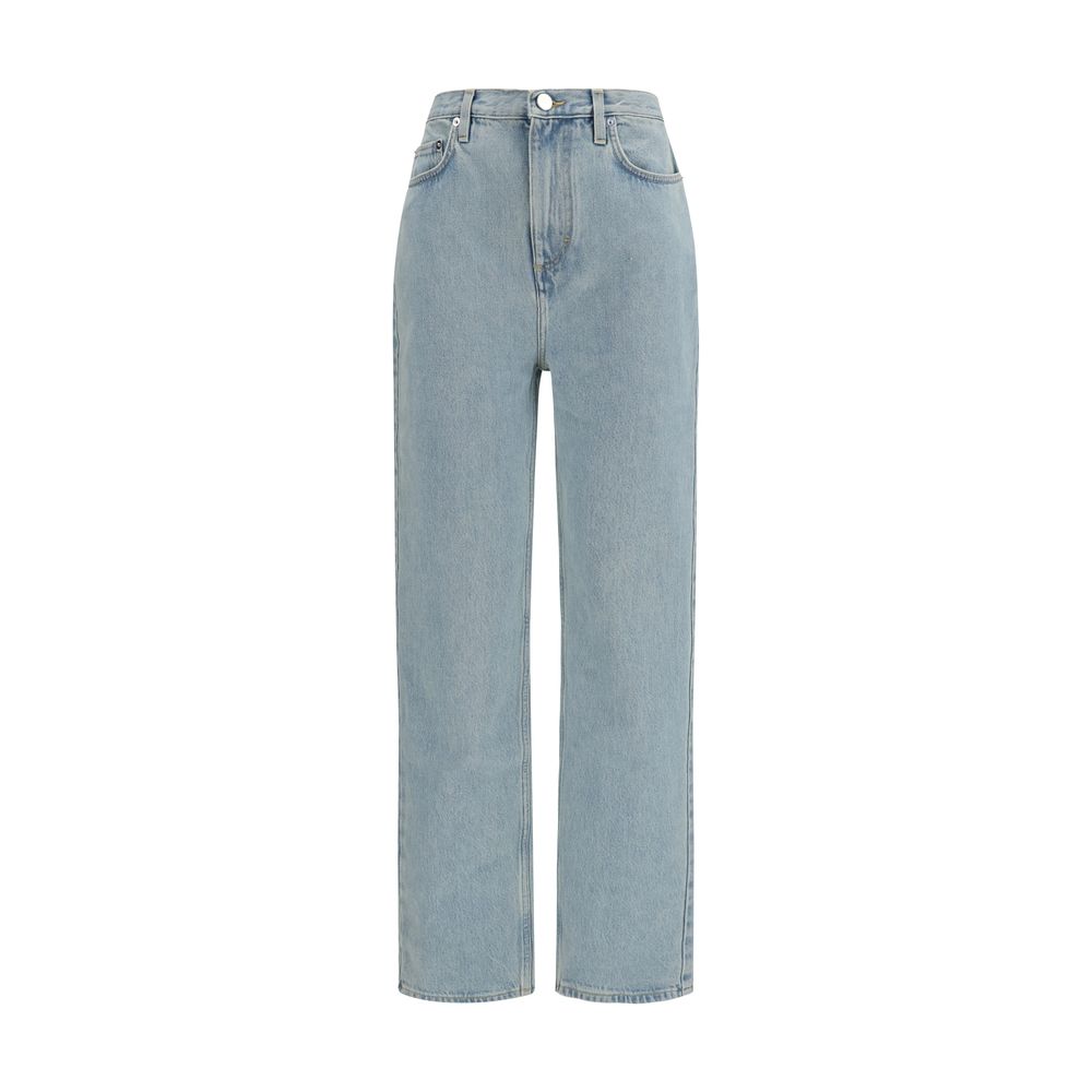 Blue Cotton Straight-Leg Jeans