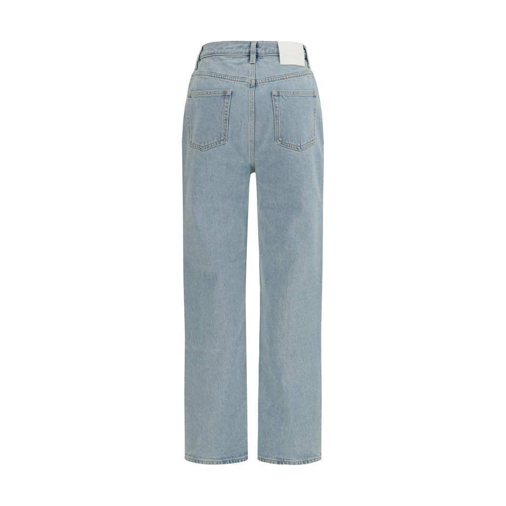Blue Cotton Straight-Leg Jeans