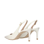 Beige Leather High Heel Pumps
