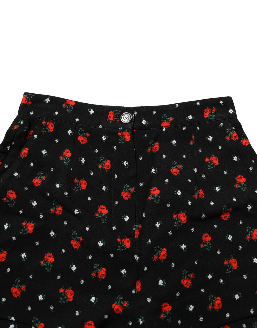 Black Floral High Rise Women Hot Pants Shorts