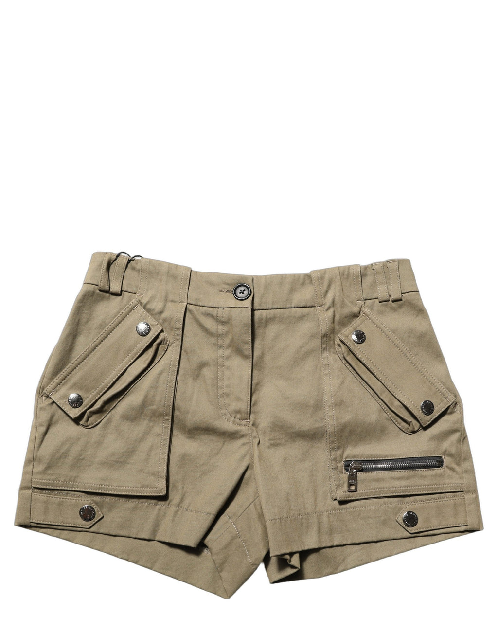 Green Cotton Mid Rise Cargo Hot Pants Shorts