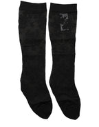 Black Floral Lace Nylon Stretch Stockings Socks
