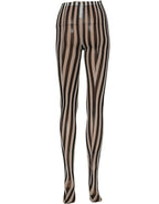 Black White Stripes Tights Stocking Pantyhose Socks