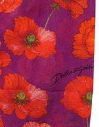 Purple Nylon Floral Print Tights Stockings Socks
