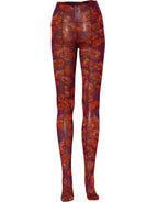 Purple Nylon Floral Print Tights Stockings Socks