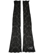 Black Floral Lace Nylon Stretch Knee High Socks