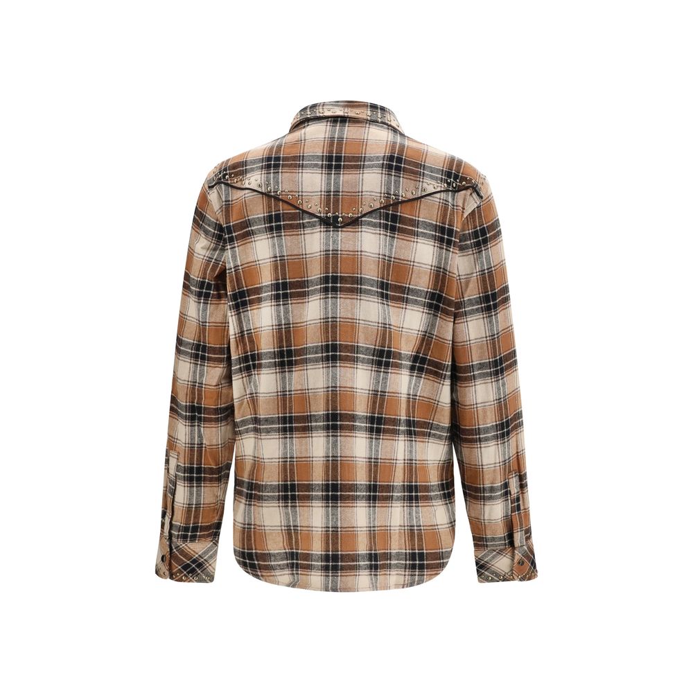 Brown Cotton Pattern Shirt