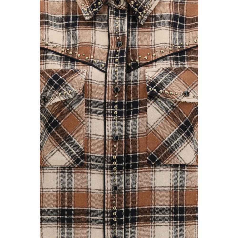 Brown Cotton Pattern Shirt
