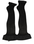 Black Nylon Logo Calf Long Women Accessory Socks