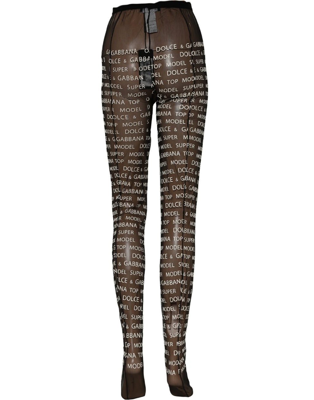 Black White All Over Print Sheer Stretch Tights Socks