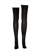 Black DG Logo Rhinestones Stretch Thigh High Socks