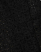 Black DG Logo Sheer Nylon Thigh High Socks
