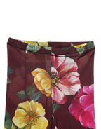 Maroon Floral Print Tights Sheer Stockings Socks