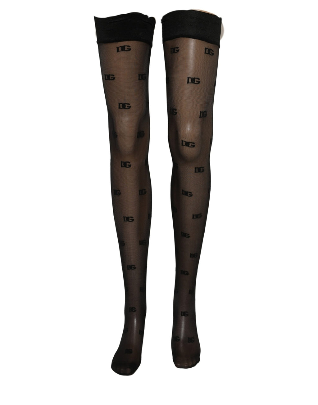 Black Sheer Logo Monogram Tights Stockings Socks