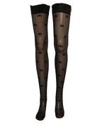Black Sheer Logo Monogram Tights Stockings Socks