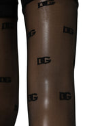 Black Sheer Logo Monogram Tights Stockings Socks