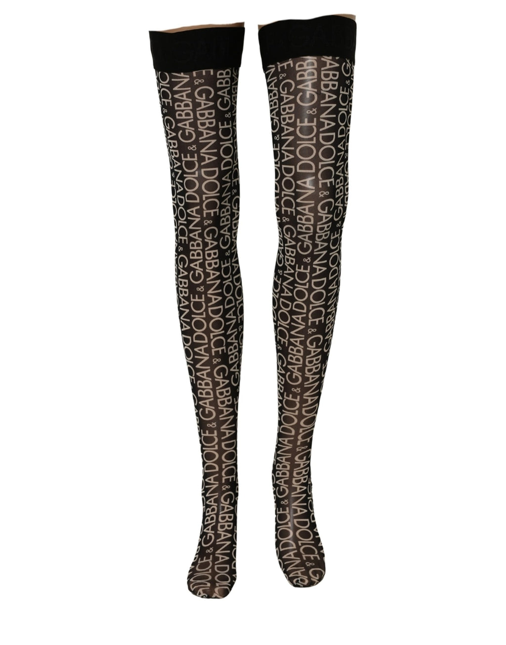 Black Sheer Logo Monogram High Stockings Socks