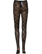 Black All Over Print Sheer Stretch Tights Socks