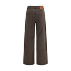 Brown Cotton Casual Pants