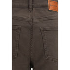 Brown Cotton Casual Pants