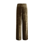 Brown Viscose Casual Pants