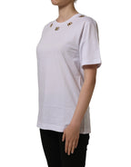 White Cotton Gold DG Logo Crew Neck T-shirt