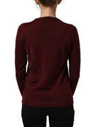 Maroon Wool Knitted CrewNeck Pullover Sweater