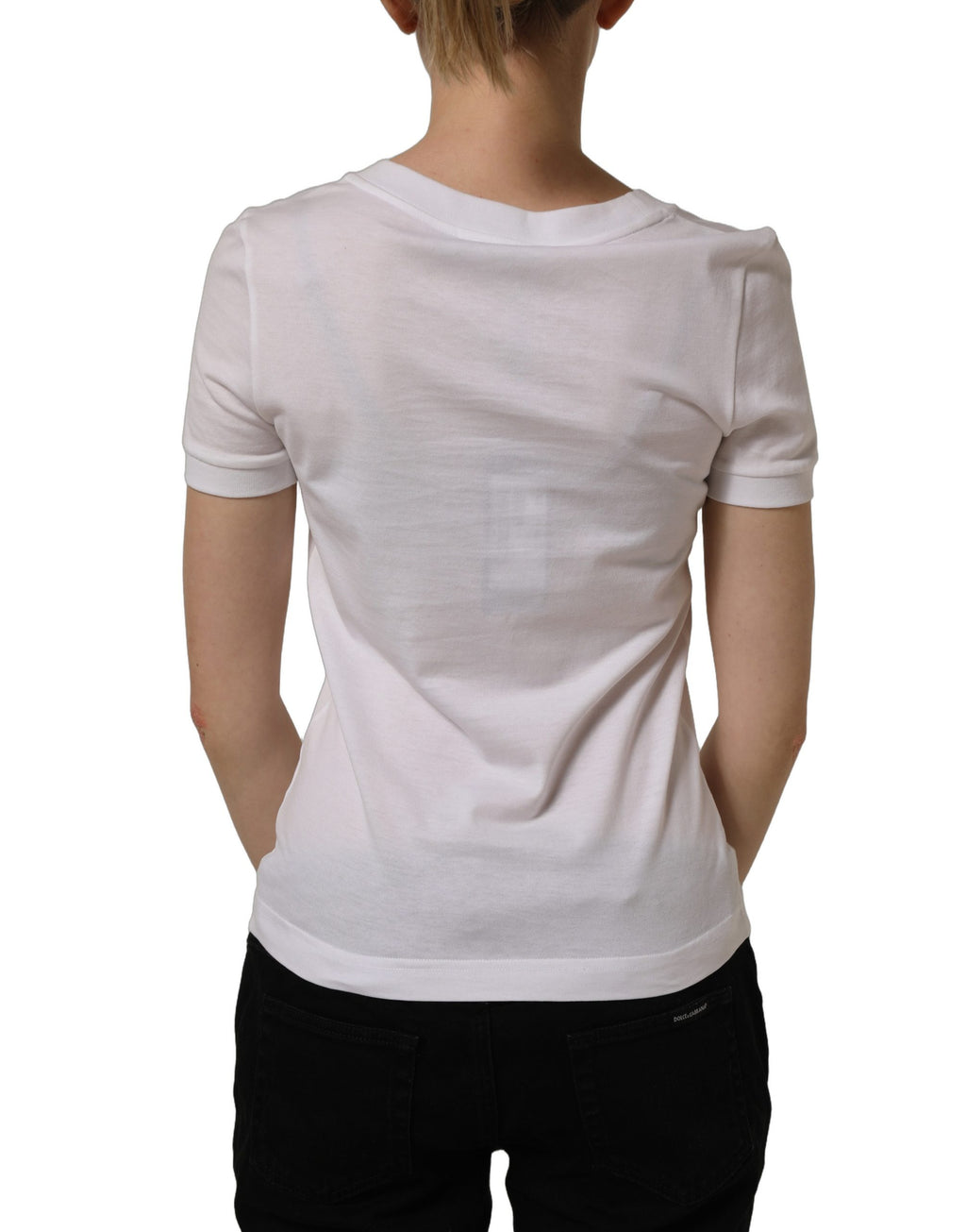 White Crystal Embellished Cross Top T-shirt