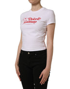 White Floral Logo Print Crew Neck T-shirt