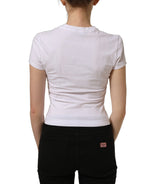 White Floral Logo Print Crew Neck T-shirt