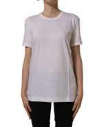 White Cotton Crew Neck Short Sleeves T-shirt