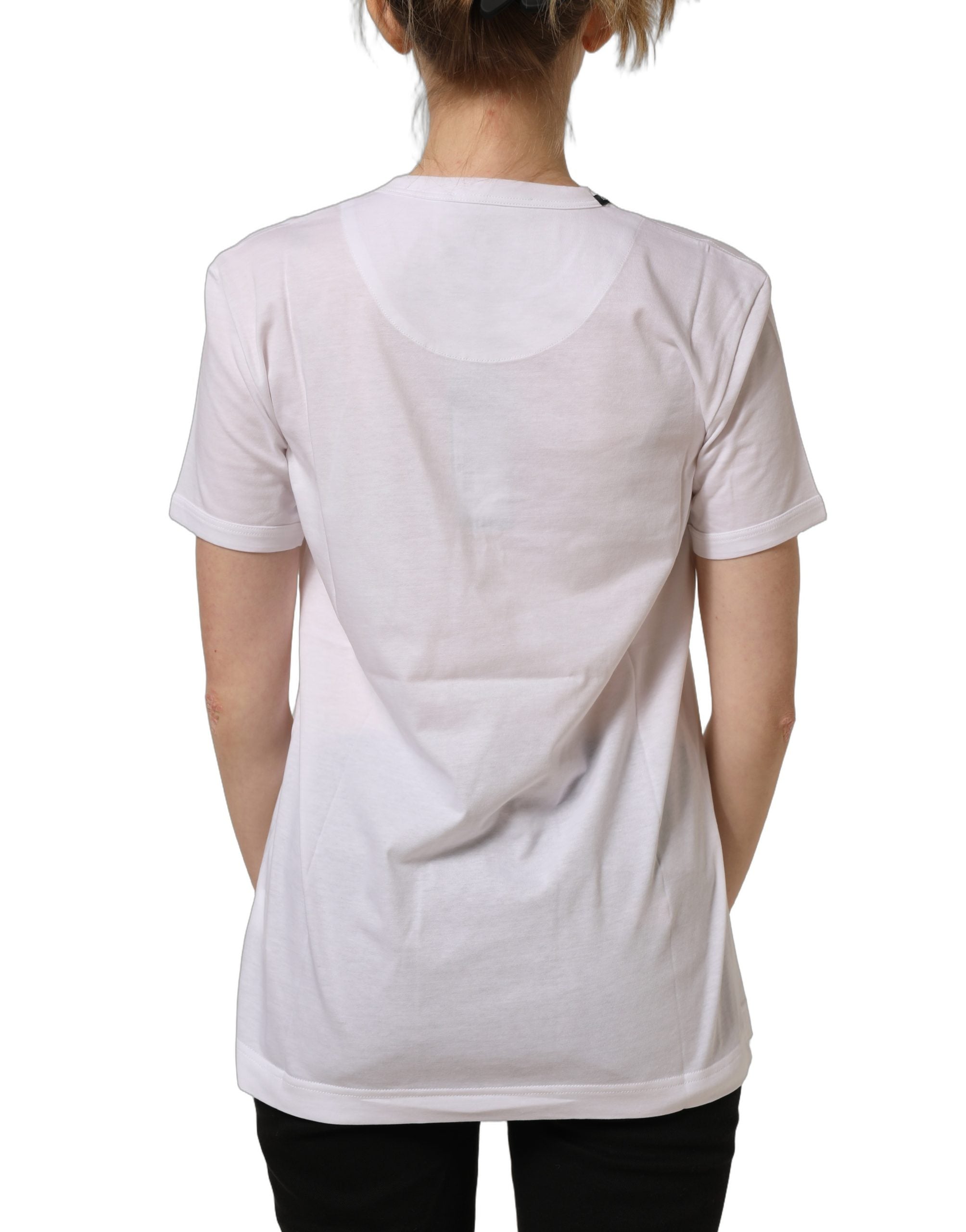 White Cotton Crew Neck Short Sleeves T-shirt