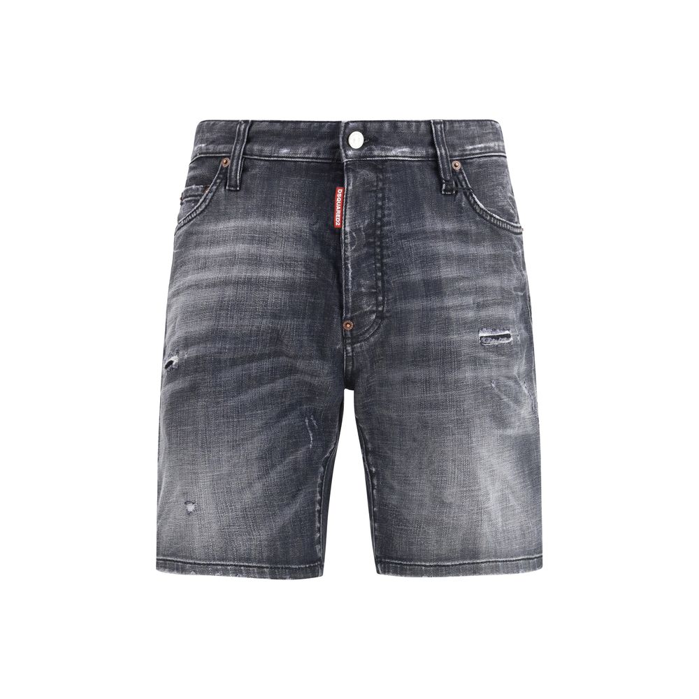 Black Cotton Bermuda Shorts