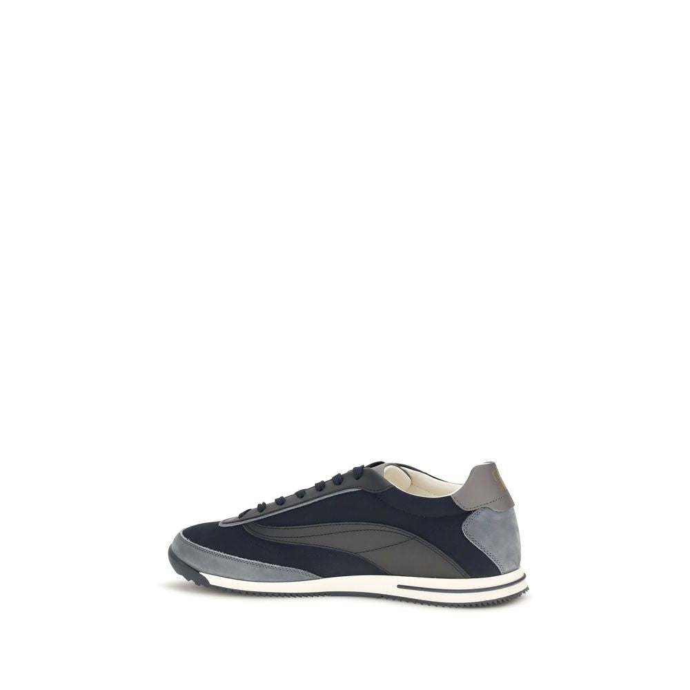 Blue Suede Leather Athletic Sneakers