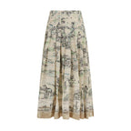 Beige Linen Midi Skirt