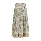 Beige Linen Midi Skirt