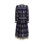 Blue Ramie Casual Dress