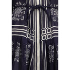 Blue Ramie Casual Dress