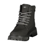 Black Polyester Ankle Boots