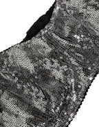 Silver Sequined Nyon Balconnet Bra Underwear