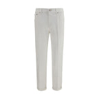 White Cotton Slim Fit Jeans