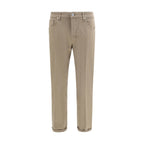 Beige Cotton Slim Fit Jeans