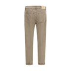 Beige Cotton Slim Fit Jeans