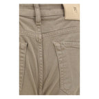 Beige Cotton Slim Fit Jeans
