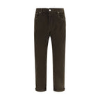 Brown Cotton Casual Pants