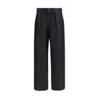 Black Polyester Casual Pants