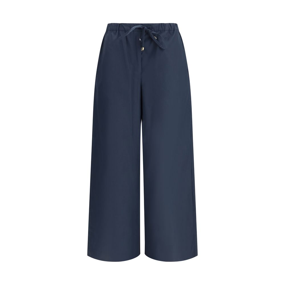 Blue Cotton Casual Pants