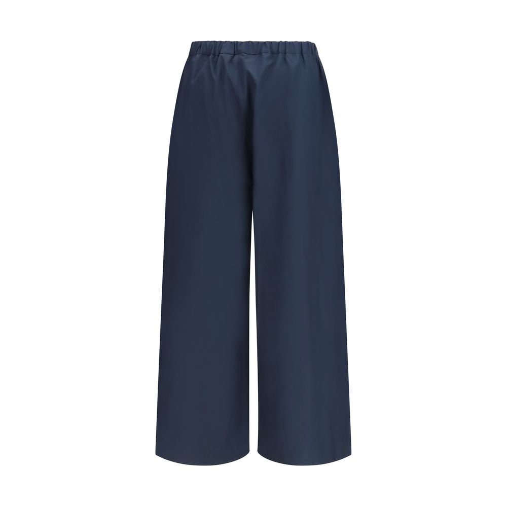 Blue Cotton Casual Pants
