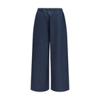 Blue Cotton Casual Pants